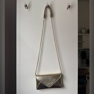Zara Metallic Gold Clutch with Chain Strap